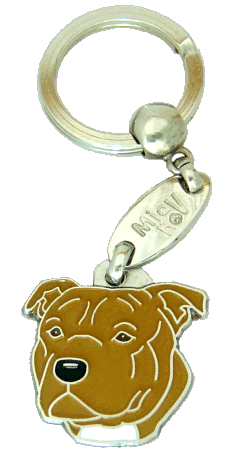 STAFFORDSHIRE BULLTERRIER BROWN <br> (keyring, engraving included)